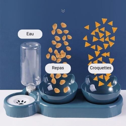 Chats Coquets - Ensemble Fontaine à bulles automatique - 2 mangeoires - Chats Coquets