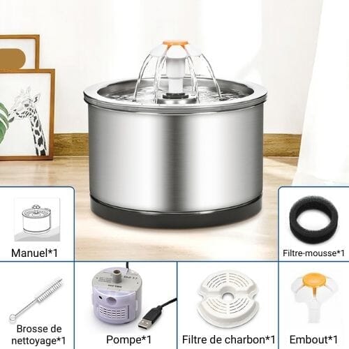 Chats Coquets - Fontaine à eau pour chats en acier inoxydable - avec capteur - Chats Coquets