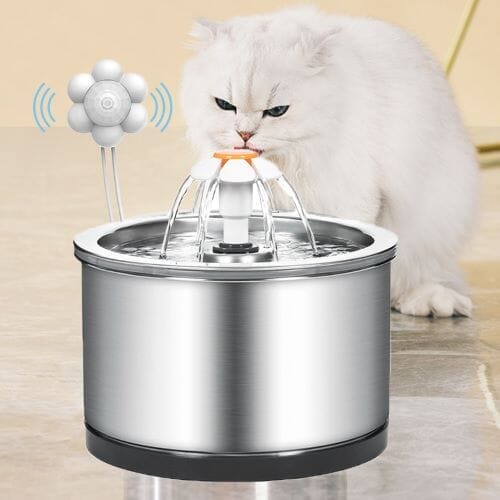 Chats Coquets - Fontaine à eau pour chats en acier inoxydable - avec capteur - Chats Coquets