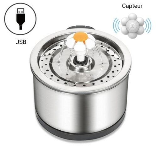 Chats Coquets - Fontaine à eau pour chats en acier inoxydable - avec capteur - Chats Coquets