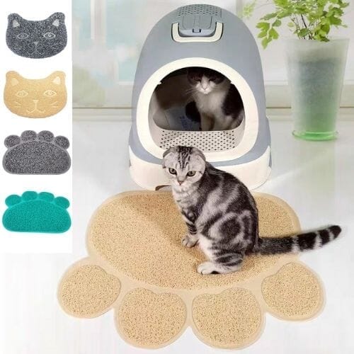 Chats Coquets - Lot de 2 tapis tête et patte de chat pour bac à litière - Chats Coquets