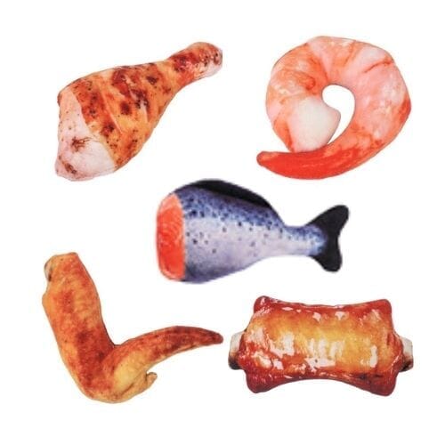 Chats Coquets - Lot de 5 Jouets Imitation Poulet Poisson Crevette pour Chats - Chats Coquets