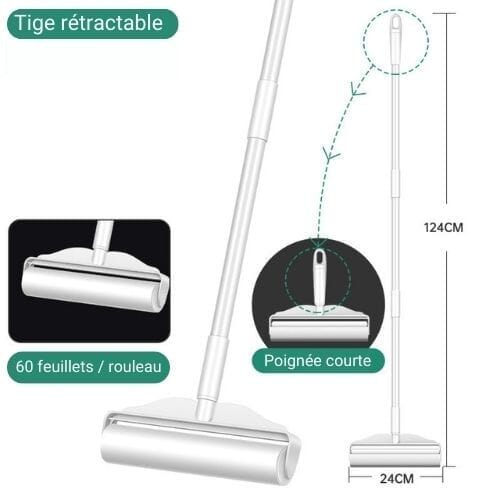 Chats Coquets - Nettoyeur de poils rétractable à rouleau adhésif - Chats Coquets